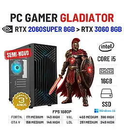PC GAMER GLADIATOR SEMI-NOVO | RTX2060SUPER-8GB SUPERIOR A RTX3060-8GB | i5-14400F | 16GB RAM | 480GB SSD