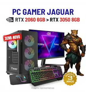 CONJUNTO GAMER JAGUAR SEMI-NOVO | RTX2060-6GB SUPERIOR A RTX3050-8GB | i3-14GEN=I7-10700 | 16GB RAM | 480GB SSD COM MONITOR + ACESSORIOS