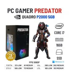 PC GAMER PREDATOR | QUADRO P2000-5GB | i7-8700 | 16GB RAM | 240GB SSD PC GAMER PREDATOR | QUADRO P2000-5GB | i7-8700 | 16GB RAM | 240GB SSD