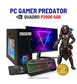 CONJUNTO GAMER PREDATOR | QUADRO P2000-5GB | i7-8700 | 16GB RAM | 240GB SSD COM MONITOR + ACESSORIOS