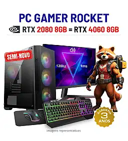 CONJUNTO GAMER ROCKET SEMI-NOVO | RTX2080-8GB = RTX4060-8GB | i5-12GEN=i7-10700KF | 16GB RAM | 480GB SSD COM MONITOR + ACESSORIOS CONJUNTO GAMER ROCKET SEMI-NOVO | RTX2080-8GB = RTX4060-8GB | i5-12GEN=i7-10700KF | 16GB RAM | 480GB SSD COM MONITOR + ACESSORIOS