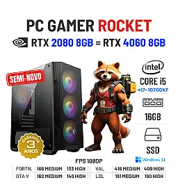 PC GAMER ROCKET SEMI-NOVO | RTX2080-8GB = RTX4060-8GB | i5-12GEN=i7-10700KF | 16GB RAM | 480GB SSD PC GAMER ROCKET SEMI-NOVO | RTX2080-8GB = RTX4060-8GB | i5-12GEN=i7-10700KF | 16GB RAM | 480GB SSD