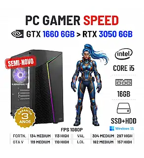 PC GAMER SPEED SEMI-NOVO | GTX1660-6GB SUPERIOR A RTX3050-6GB | i5-8400 | 16GB RAM | SSD + HDD PC GAMER SPEED SEMI-NOVO | GTX1660-6GB SUPERIOR A RTX3050-6GB | i5-8400 | 16GB RAM | SSD + HDD