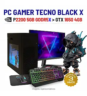 CONJUNTO GAMER TECNO BLACK X | QUADRO P2200-5GB GDDR5X SUPERIOR A GTX1650-4GB | i5-10600 | 16GB RAM | 240GB SSD COM MONITOR + ACESSORIOS CONJUNTO GAMER TECNO BLACK X | QUADRO P2200-5GB GDDR5X SUPERIOR A GTX1650-4GB | i5-10600 | 16GB RAM | 240GB SSD COM MONITOR + ACESSORIOS