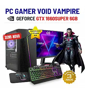 CONJUNTO GAMER VOID VAMPIRE SEMI-NOVO | GTX1660SUPER-6GB = RTX3050-8GB | RYZEN 3 = i7-6700T | 16GB RAM | 480GB SSD COM MONITOR + ACESSORIOS CONJUNTO GAMER VOID VAMPIRE SEMI-NOVO | GTX1660SUPER-6GB = RTX3050-8GB | RYZEN 3 = i7-6700T | 16GB RAM | 480GB SSD COM MONITOR + ACESSORIOS