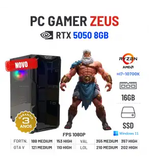 PC GAMER ZEUS NOVO | RTX5050-8GB | RYZEN 5 = i7-10700K | 16GB RAM | 480GB SSD